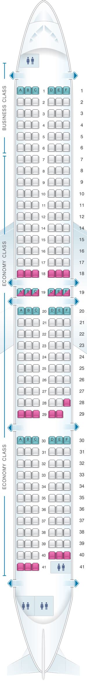 Seat map of Cebu Pacific Air Airbus A321 aircraft.